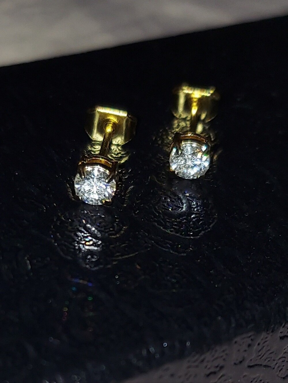 New Gold Plated Moissanite Earrings - 4mm Stone/10mm Stem